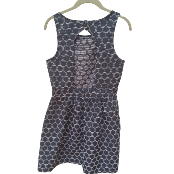 Moonlight Navy and White Polka Dot Mini Dress Size Medium Fit & Flare - Picture 2 of 10